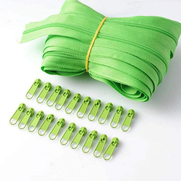 Planet Gates light green / 3# / 10M20PCSilder10Stopp Meetee 10/20M Nylon 3# Coil Zipper With Slider & Stopper For Quilt Bags Tent Invisible Clothing Zip Sewing Crafts Accessories