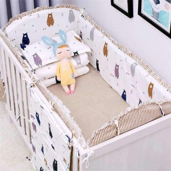 Planet Gates Light Green 6Pcs Cartoon Baby Bedding Sets Baby Crib Bumpers Bed Around Cot Bed Sheets 100%Cotton Thickening Customizable Baby Beddings