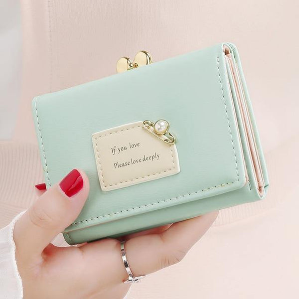 Planet Gates Light Green Brand New Arrival Women Wallets Female Short Design Fashion Three Fold Purse Simple Student Clutch
