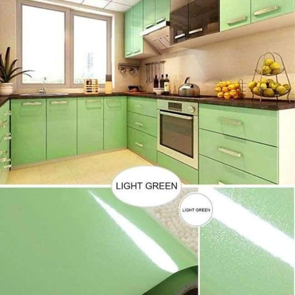 Planet Gates light green / China / 60cmX10m Wallpapers  Vinyl Stickers Self Adhesive In Rolls 3M/5M/10M Modern Multi-Color Kitchen Cabinet PVC For Kitchen Renovate