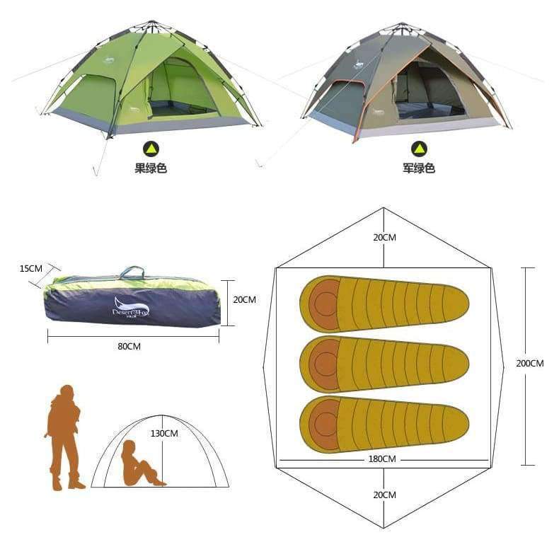 Planet Gates Light Green / China Outdoor high-quality tents 3-4 people automatic tents double anti-torrento man camping tents multi-functional tents