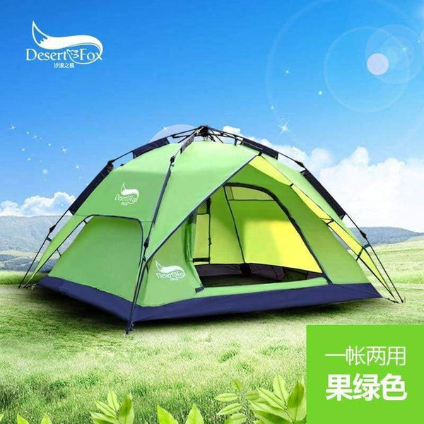 Planet Gates Light Green / China Outdoor high-quality tents 3-4 people automatic tents double anti-torrento man camping tents multi-functional tents