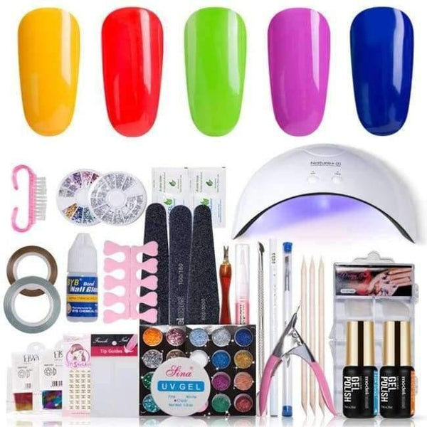 Planet Gates Light Green DIY Nail Art Practice Nail Gel Tools Set Nature+16W Led Lamp Nail Dryer Soak Off 3 Colors UV Gel Base Top Coat In Set