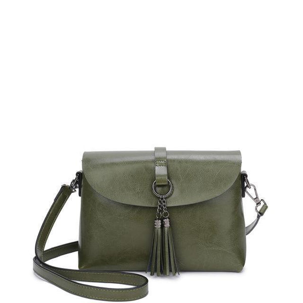 Planet Gates Light green Genuine Leather Women Crossbody Bag Fashion Tassel Messenger Bag Simple Design Small Female Shoulder Bag Women Purse