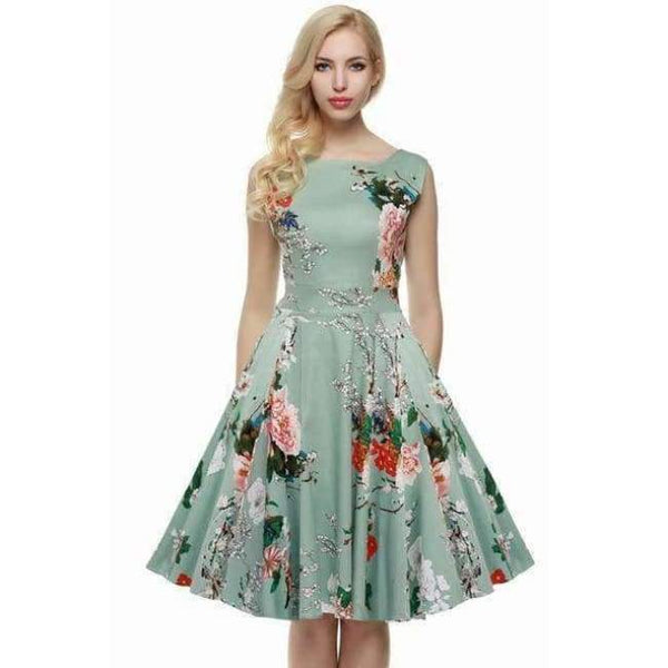 Acevog Kjole Til Kvinder Retro Vintage 1950'er 60'er Rockabilly Blomsterprint Swing Sommerkjoler Elegant Sløjfe-Knude Tunika Vestidos Morgenkåbe Oversize - Lys