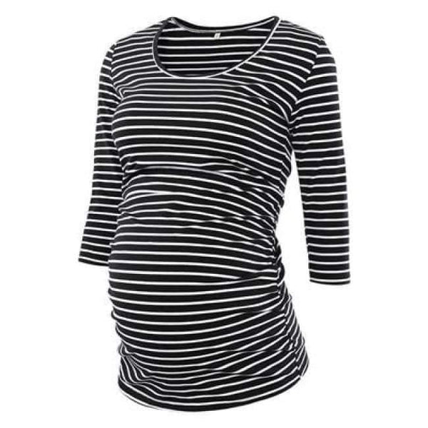 Planet Gates Light Green / L Women's Blouse Maternity Clothes Side Ruched 3 Quarter Sleeve Maternity Scoop Neck Jersey Top Pregnancy Clothes for Women Tops