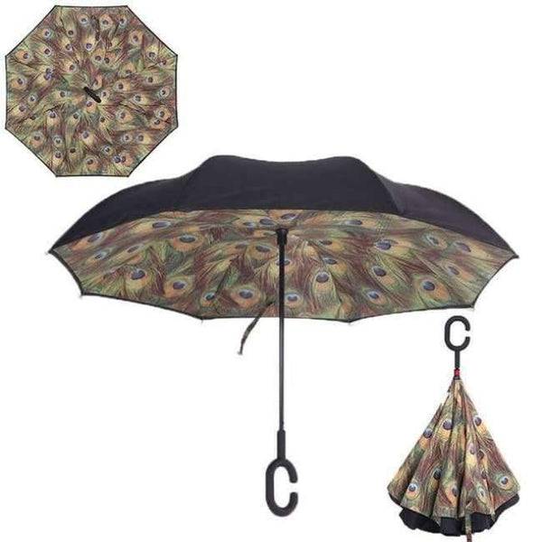 Planet Gates Light Green Reverse Folding Double Layer Inverted Chuva Umbrella Self Stand Inside Out Rain Protection C-Hook Hands For Car