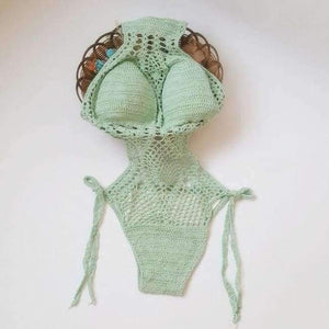 Planet Gates Light Green / S New Style Brazilian Woman Bikini Beach Sexy Crochet Handmade Knitted Openwork Swimsuit Female Swimwear