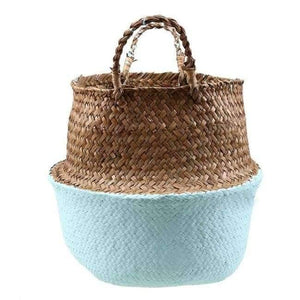 Planet Gates Light Green / S Seagrass Wicker Basket Storage Laundry Basket Woven Folding Handmade Flowerpot Planter Clothes Toy Home Organization