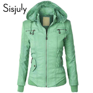 Planet Gates Light Green / S Women european coat zipper hoodies cap long sleeve autumn winter jacket coat
