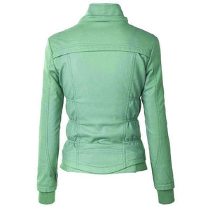 Planet Gates Light Green / S Women european coat zipper hoodies cap long sleeve autumn winter jacket coat