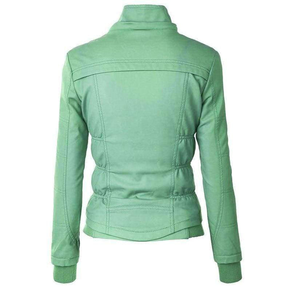 Planet Gates Light Green / S Women european coat zipper hoodies cap long sleeve autumn winter jacket coat