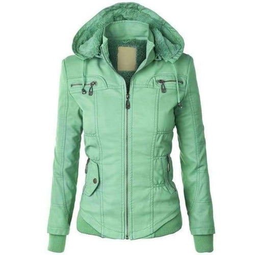 Planet Gates Light Green / S Women european coat zipper hoodies cap long sleeve autumn winter jacket coat