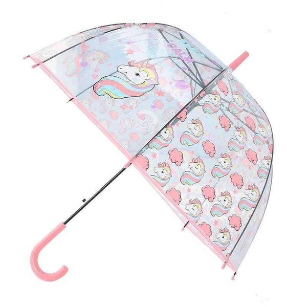 Planet Gates Light Green Simple fashion weatherproof  lovely unicorn children long handle transparent umbrella