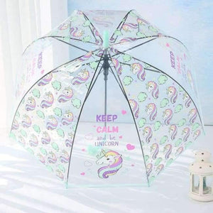 Planet Gates Light Green Simple fashion weatherproof  lovely unicorn children long handle transparent umbrella