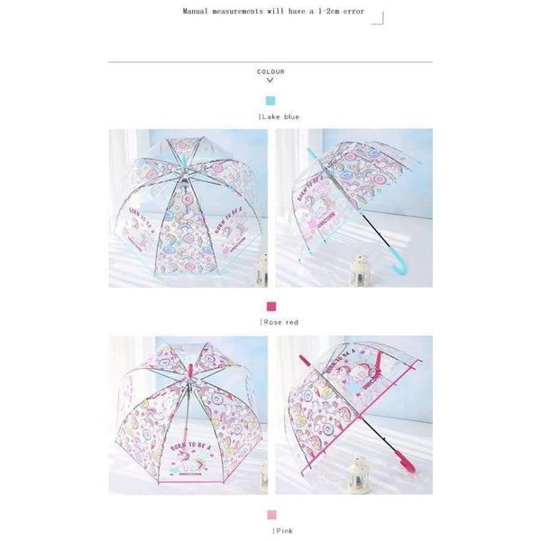 Planet Gates Light Green Simple fashion weatherproof  lovely unicorn children long handle transparent umbrella