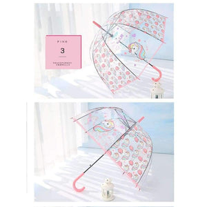 Planet Gates Light Green Simple fashion weatherproof  lovely unicorn children long handle transparent umbrella
