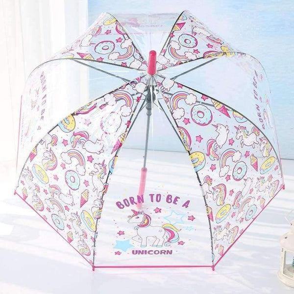 Planet Gates Light Green Simple fashion weatherproof  lovely unicorn children long handle transparent umbrella