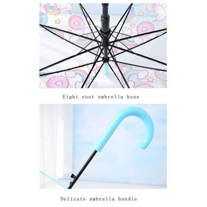 Planet Gates Light Green Simple fashion weatherproof  lovely unicorn children long handle transparent umbrella