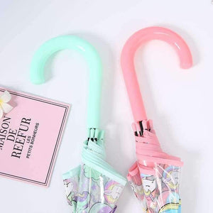 Planet Gates Light Green Simple fashion weatherproof  lovely unicorn children long handle transparent umbrella