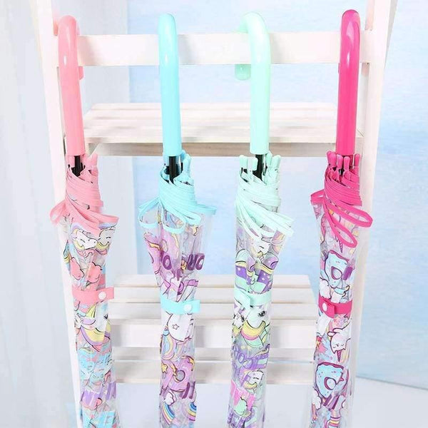 Planet Gates Light Green Simple fashion weatherproof  lovely unicorn children long handle transparent umbrella