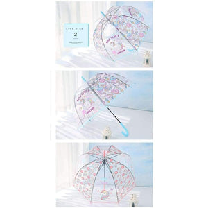 Planet Gates Light Green Simple fashion weatherproof  lovely unicorn children long handle transparent umbrella