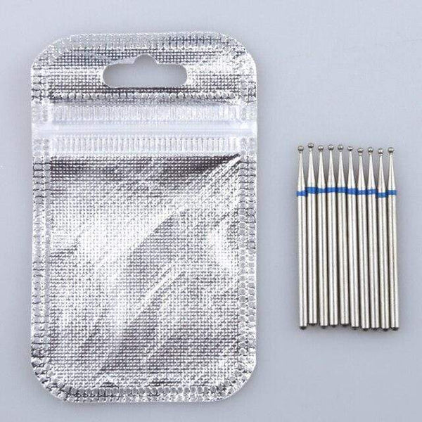 Planet Gates Light Grey 10PCS Diamond Cutter for Manicure Set Diamond Rotary Burrs Set Nail Drill Bit Set Milling Cutter for Nail Art Pedicure Tool
