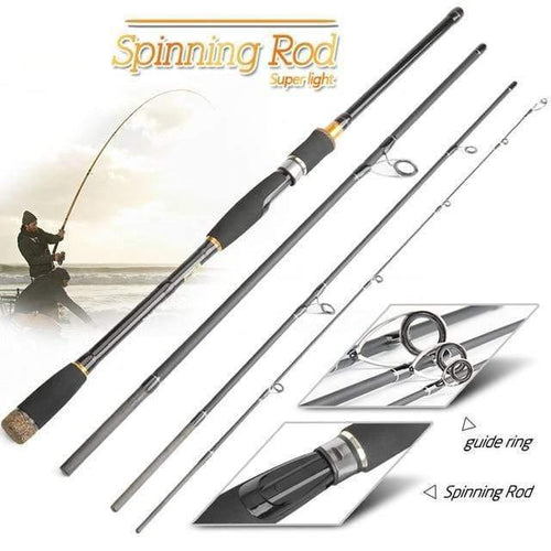 Planet Gates Light Grey / 2.1m Carbon Fiber Fishing Rod 2.1m 2.4m 2.7m 3.0m 4 Section Spinning Casting Travel Lure Rod Fishing Tackle Accessories