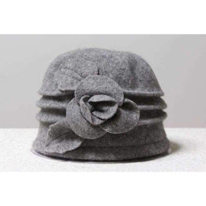Planet Gates Light grey 2018 Floral Casual Brand Warm Lady Autumn Floppy Soft Girl Fedoras Women Fedoras 100% Pure Wool Dome Winter Hat For Women