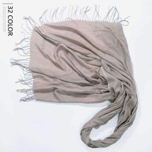 Planet Gates Light Grey / 216cmX65cm Autumn and Winter Scarf Women Fashion Solid Cashmere scarves for Women Shawls and Wraps 35 Colours