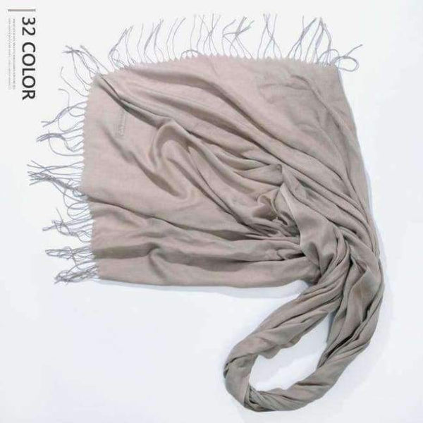 Planet Gates Light Grey / 216cmX65cm Autumn and Winter Scarf Women Fashion Solid Cashmere scarves for Women Shawls and Wraps 35 Colours