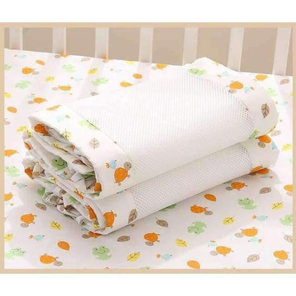 Planet Gates Light Grey 2Pcs/Set Breathable Summer Baby Bedding Bumper Collision Half Around Baby Crib Bumpers Bedding Cotton Printing Mesh Safety Rails