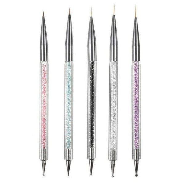 Planet Gates Light Grey 5 Pcs/Sets Nail Art Pen 2 In 1 Double Ends Dotting Drawing Painting UV Gel Liner Polish Brush Set Nail Art Dotting Tools