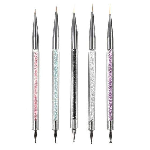 Planet Gates Light Grey 5 Pcs/Sets Nail Art Pen 2 In 1 Double Ends Dotting Drawing Painting UV Gel Liner Polish Brush Set Nail Art Dotting Tools