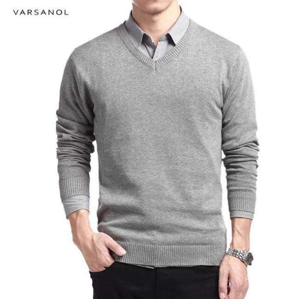 Planet Gates light grey 6620 / M Varsnaol New Brand Sweater Men V-Neck Solid Slim Fit Knitting Mens Sweaters Cardigan Male 2018 Autumn Fashion Casual Tops Hots