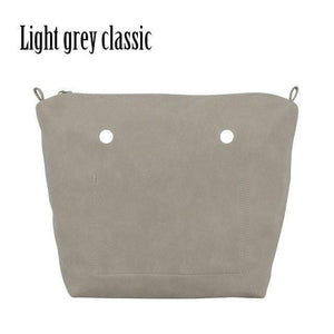 Planet Gates light grey classic PU Nubuck Frosted Leather Waterproof Inner Lining Zipper Pocket for Obag Classic Mini  Lining Insert for O BAG
