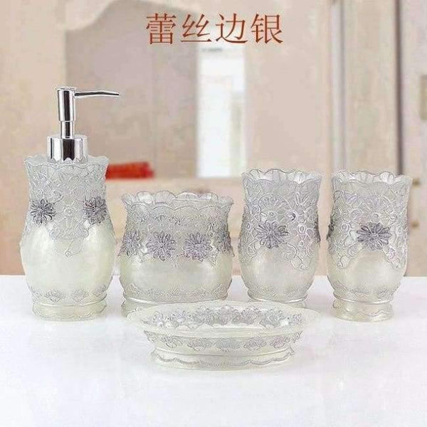 Planet Gates Light Grey Fashion bathroom supplies resin set of five pieces wash bath tubs Europe type bath products toothpaste receive a suit