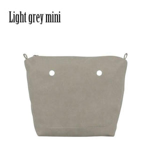 Planet Gates light grey mini PU Nubuck Frosted Leather Waterproof Inner Lining Zipper Pocket for Obag Classic Mini  Lining Insert for O BAG