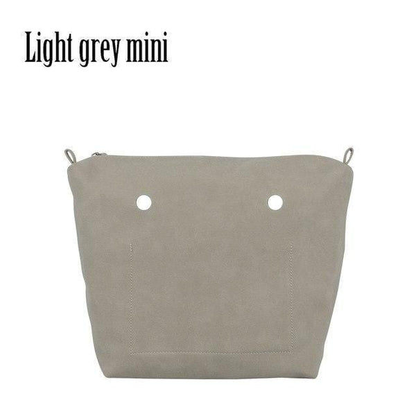 Planet Gates light grey mini PU Nubuck Frosted Leather Waterproof Inner Lining Zipper Pocket for Obag Classic Mini  Lining Insert for O BAG