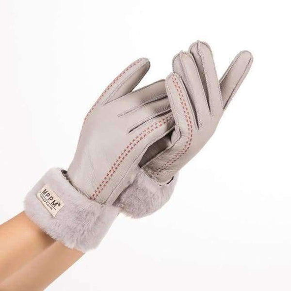 Planet Gates Light Grey / One Size Russian winter Women's Gloves 100% Real Leather Sheepskin Winter Gloves Hot Warm Stylish Full Finger Ladies Gloves Mittens