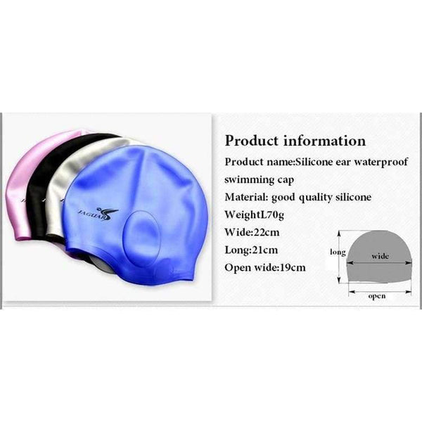 Planet Gates Light Grey / One Size Silicone swimming cap Adult swim Unisex Silica Gel Ear Protection Swimming Cap Men Women Silicone Cap Swimming hat2pc