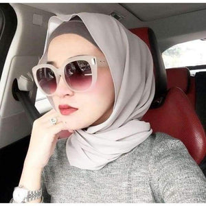 Planet Gates Light Grey Popular Malaysia style women plain bubble chiffon scarf hijab wrap solid color shawls headband muslim hijabs scarves/scarf