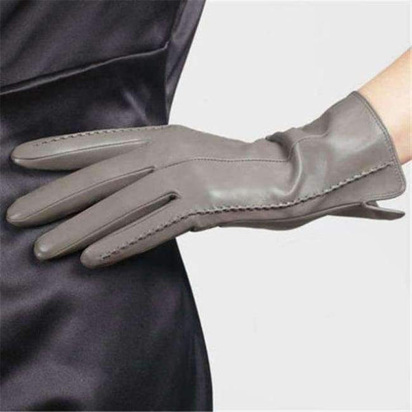 Planet Gates light grey / S High Quality Elegant Women Genuine Lambskin Leather Gloves Autumn And Winter Thermal Hot Trendy Female Glove L085