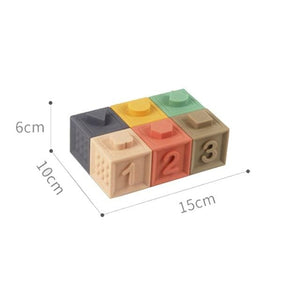 Planet Gates Light Grey Soft Naissance Silicone Educational Building Blocks 3D Hanging Ball Babies Rubber Cubes Teethers Squeeze Bath Toys Birth Gift