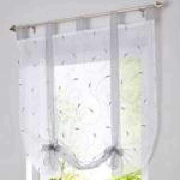 Planet Gates Light Grey / W60CM X L140CM Roman shade European embroidery style tie up window curtain kitchen curtain voile sheer tab top window brand curtains cortinas