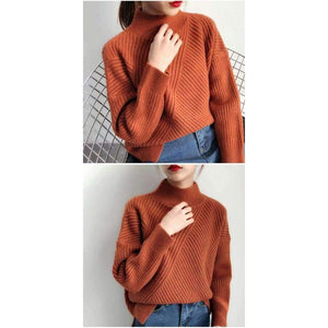 Planet Gates light khaki / One Size Female turtleneck Pullover 2018 winter sweater slim all-match elastic knitted Fashion Pullover soft shirt sweaters women