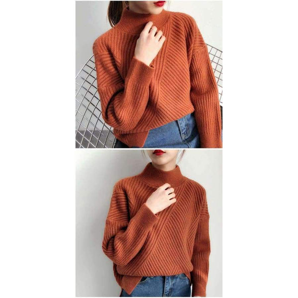 Planet Gates light khaki / One Size Female turtleneck Pullover 2018 winter sweater slim all-match elastic knitted Fashion Pullover soft shirt sweaters women