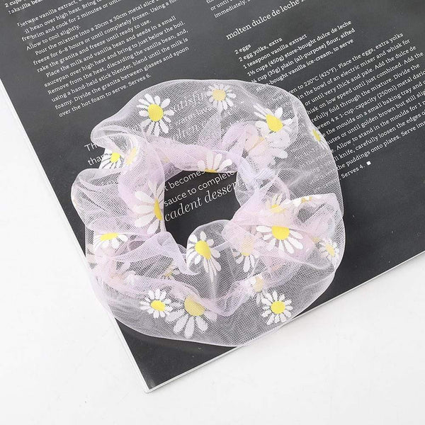 1PCS Scrunchies Hair Ring Daisy Floral Hair Ties Rope Autumn Winter Women Ponytail Hair Accessories Girls Hairbands Gifts