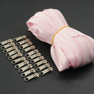 Planet Gates light pink / 3# / 10M20PCSilder10Stopp Meetee 10/20M Nylon 3# Coil Zipper With Slider & Stopper For Quilt Bags Tent Invisible Clothing Zip Sewing Crafts Accessories