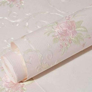 Planet Gates Light Pink / 5.3㎡ 3D Stereoscopic Flower Pastoral Non-woven Thickened Wallpaper Wall Covering Roll Wall Papers Home Decor Living Room Bedroom Wall